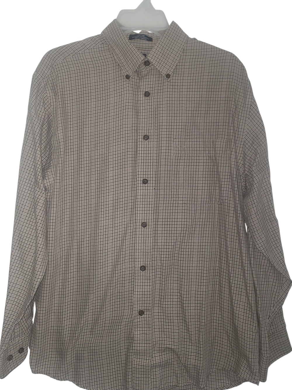 Arrow Men's Long-Sleeve Button-Down Shirt in Beige Plaid - Picture 1 of 5
